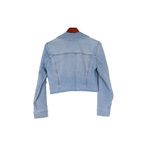Hollister Women's Size XS Blue Jean Jacket Cropped Distressed Denim Jacket NWT - Picture 6 of 8
